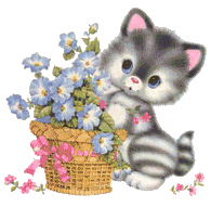 kitten and flower basket