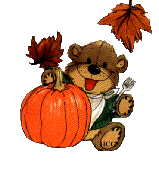 bear, pumpkin and fall leaves